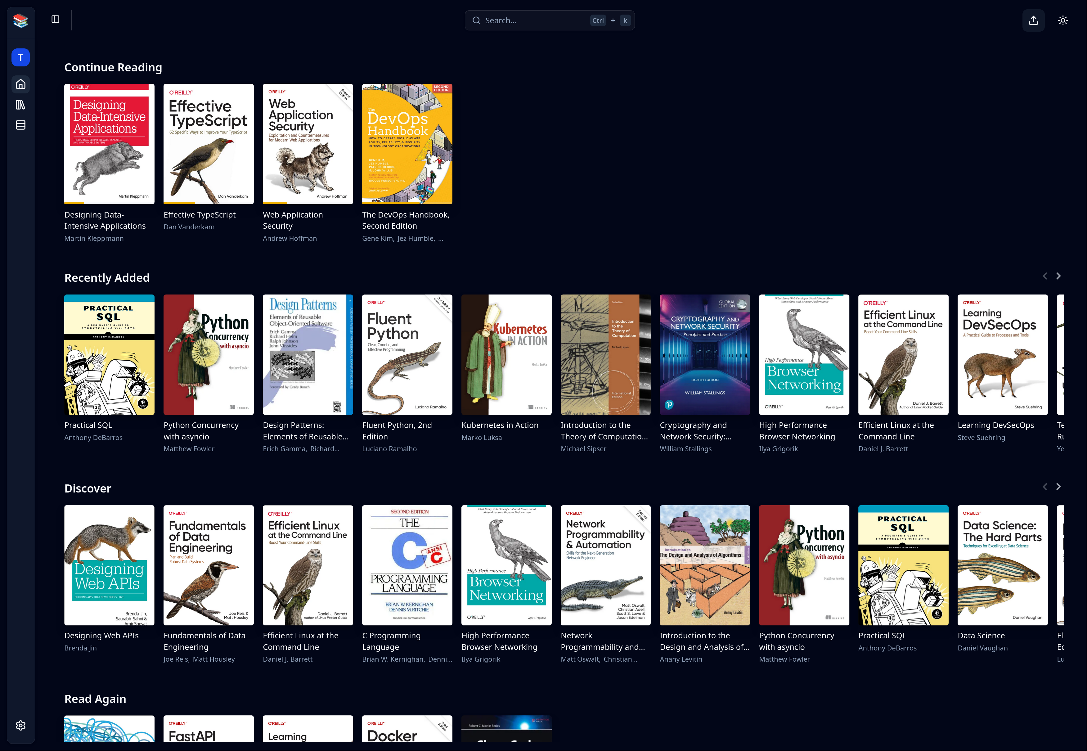 Library Home Page Dark